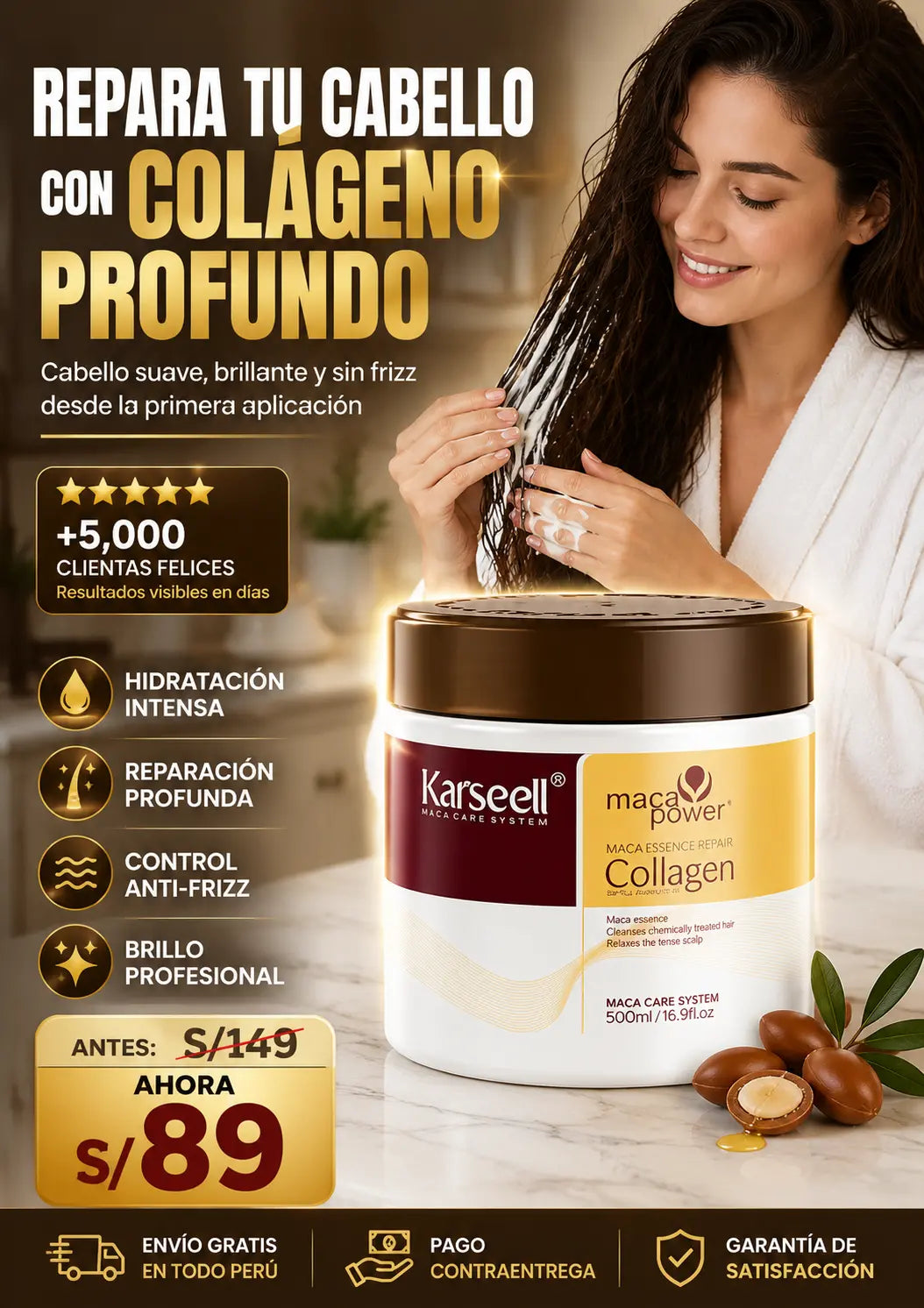 Karseell Tratamiento capilar con colágeno, reparación profunda