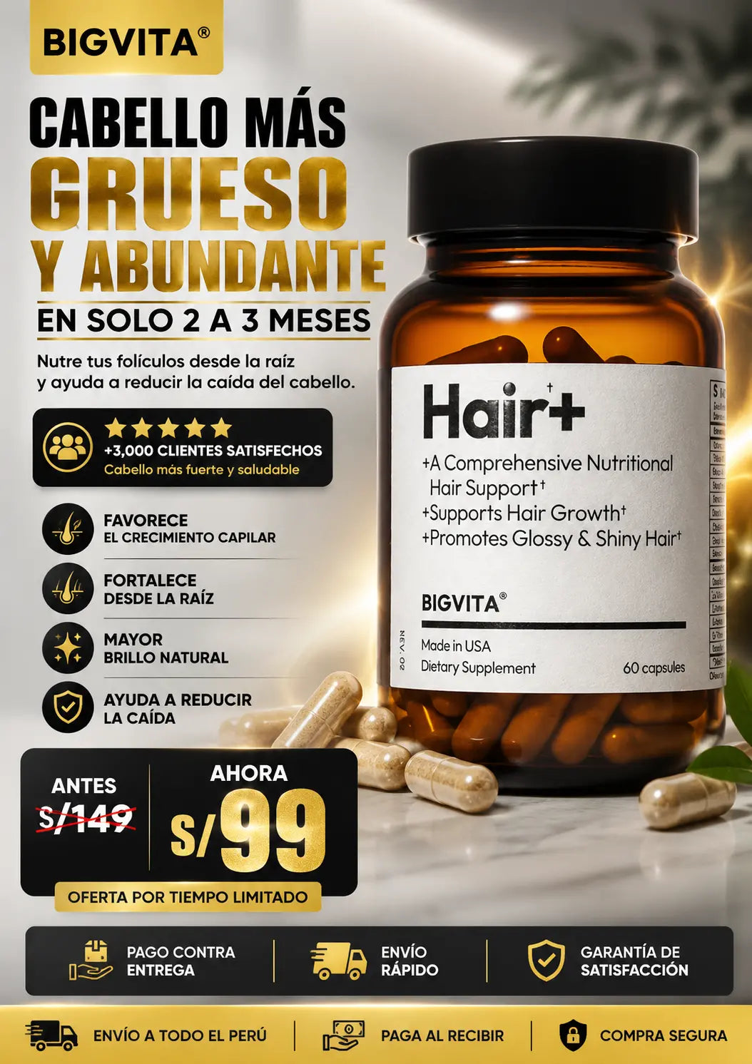 BIGVITA Suplemento para el Crecimiento del Cabello